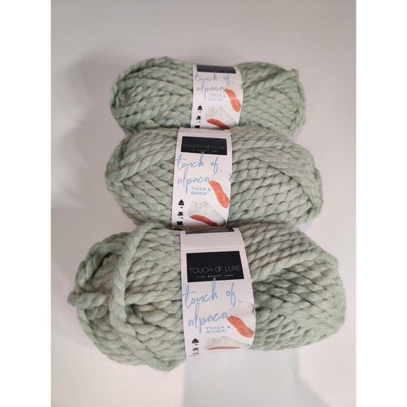 Touch Of Alpaca Thick & Quick Lion Brand Yarn Jumbo 7, Sage, 3 pack Lot - Picture 1 of 10